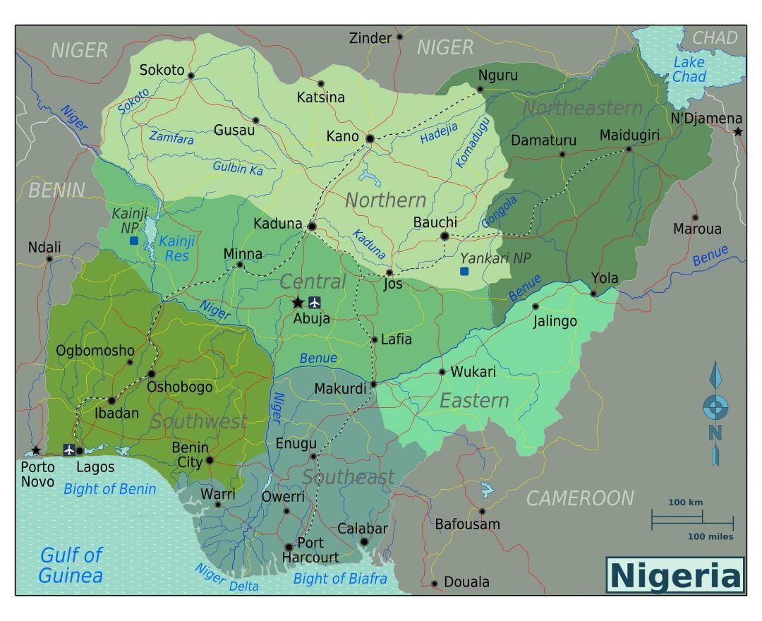 nigeeria lõuna-aafrika kaardil