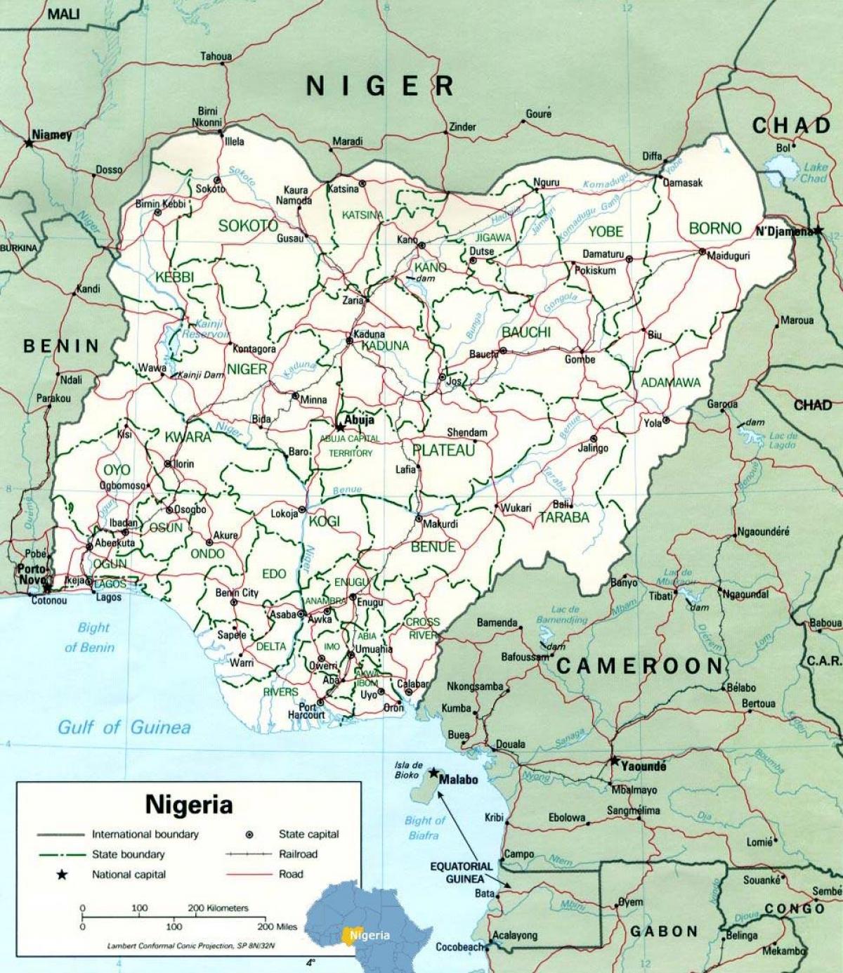 lagos, nigeeria kaart aafrika