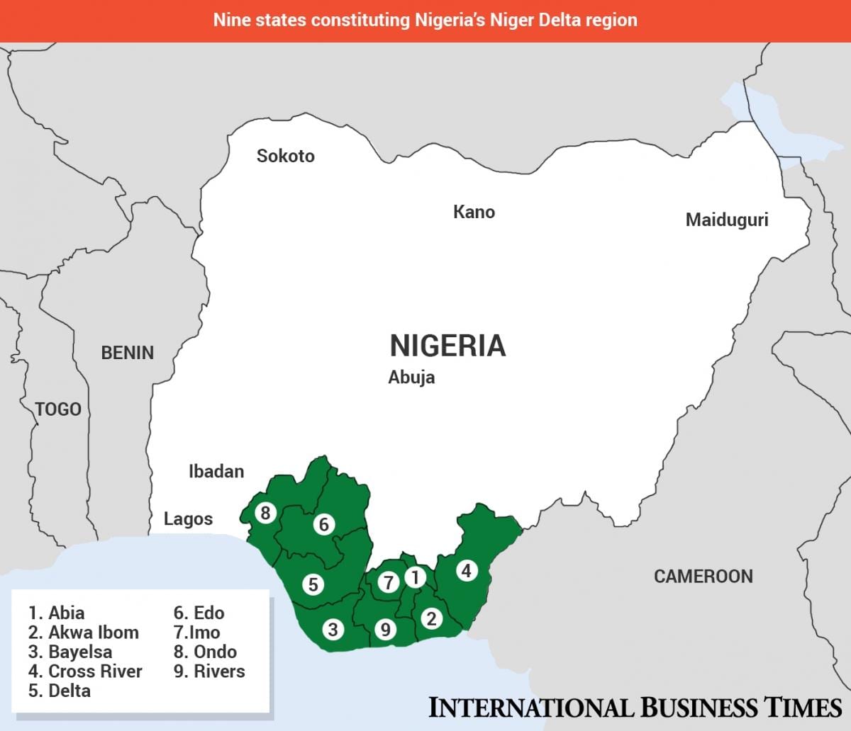 Kaart nigeri delta kaart, nigeeria