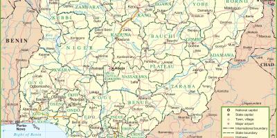Kaart nigeeria näitab põhimaanteed